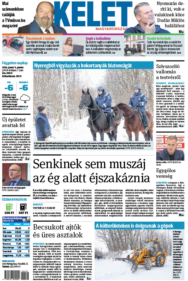 Lapszám: 2026. 01. 09. + MELLÉKLET